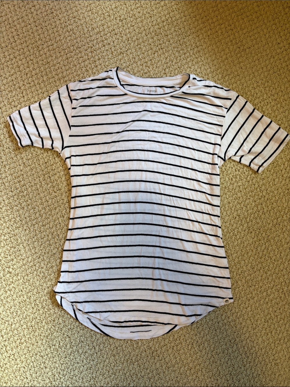 Roots White & Black Striped Short Sleeve Tee Shirt XS
